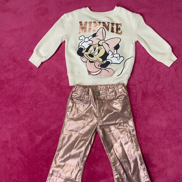 Disney Other - Disney Cream and Gold Minnie Mouse Kids Matching Set